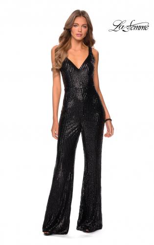 Picture of: Chic Sequin Jumpsuit with V-Neckline in Black, Style: 28722, Detail Picture 5