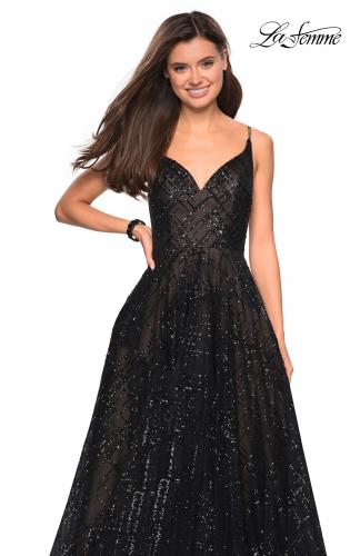 Picture of: Unique Sequin Prom Gown with Sweetheart Neckline in Black, Style: 27199, Detail Picture 6