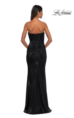 Picture of: Fabulous Metallic Jersey Ruched Strapless Dress in Black, Style: 32518, Detail Picture 6