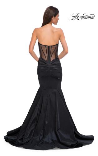 Picture of: Mermaid Stretch Mikado Evening Dress with Illusion Back in Black , Style 32791, Detail Picture 6