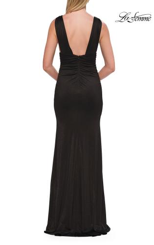 Picture of: Metallic Jersey Gown with V-Neckline and Low Back in Black, Style: 33425, Detail Picture 6