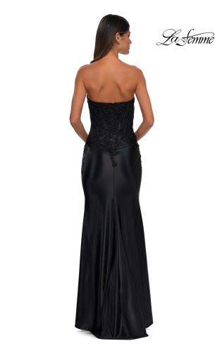 Picture of: Strapless Satin Dress with Lace Top and Sweetheart Neckline in Black, Style: 32582, Detail Picture 7