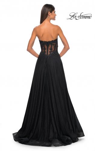 Picture of: A-Line Tulle Ballgown with Lace Illusion Bodice in Black, Style: 32313, Detail Picture 20