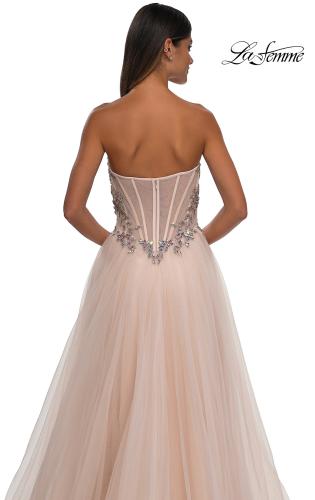 Picture of: A-line Tulle Prom Dress with Stunning Floral Beaded Design in Blush, Style: 32862, Detail Picture 10