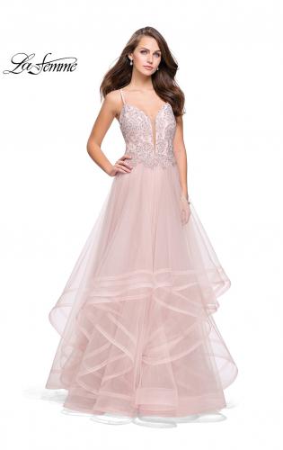 Picture of: Ball Gown with Tulle Skirt and Lace Beading in Blush, Style: 25762, Detail Picture 3