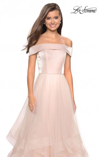Picture of: Elegant Off the Shoulder Tulle Layered Ball Gown in Blush, Style: 27224, Detail Picture 5