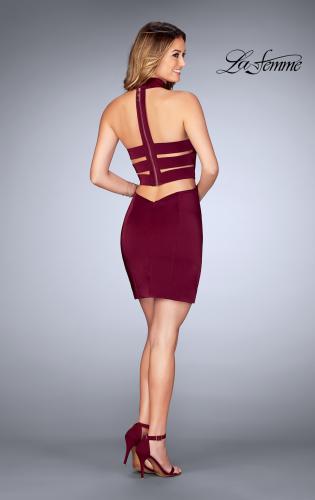 Picture of: Tight Jersey Homecoming Dress with Attached Choker in Burgundy, Style: 25062, Detail Picture 4