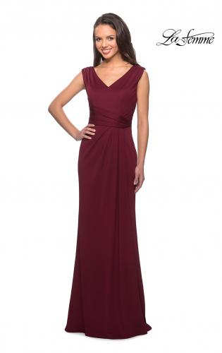 Picture of: Simple Long Jersey Dress with Empire Waist in Burgundy, Style: 26410, Main Picture