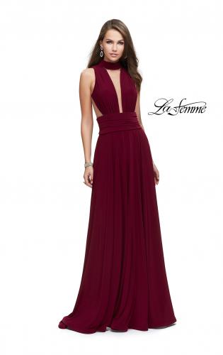 Picture of: A-line Prom Dress with Choker Neck Detail and Open Back in Burgundy, Style: 25568, Main Picture