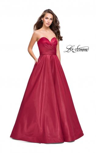 Picture of: Strapless Ball Gown with Wrapped Bodice and Pockets in Burgundy, Style: 25953, Main Picture