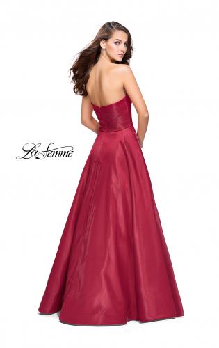Picture of: Strapless Ball Gown with Wrapped Bodice and Pockets in Burgundy, Style: 25953, Back Picture