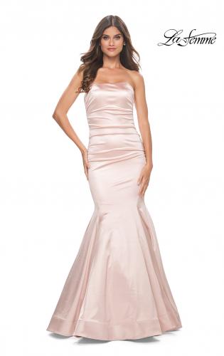 Picture of: Strapless Mermaid Stretch Satin Prom Dress in Champagne, Style: 31980, Main Picture