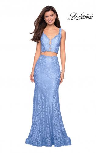 Picture of: Two Piece Lace Prom Dress with Rhinestones in Cloud Blue, Style: 27302, Main Picture