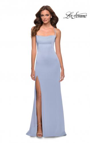 Picture of: Jersey Dress with Beaded Rhinestone Straps in Cloud Blue, Style 29720, Main Picture