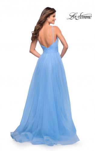 Picture of: A-line Tulle Gown with V Neckline and Pockets in Cloud Blue, Style: 30180, Detail Picture 11