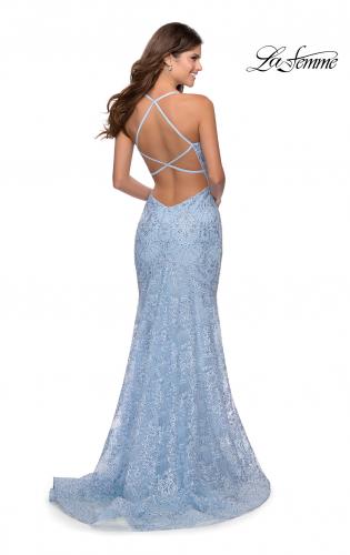 silver blue formal dress