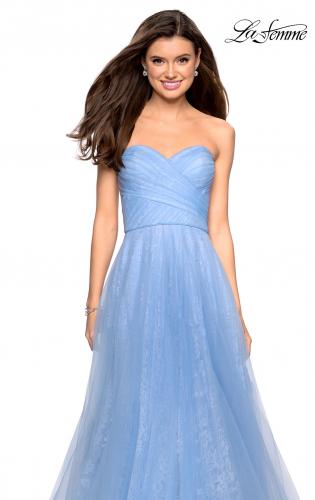 Picture of: Strapless Lace Ball Gown with Sweetheart Neckline in Cloud Blue, Style: 27135, Detail Picture 1