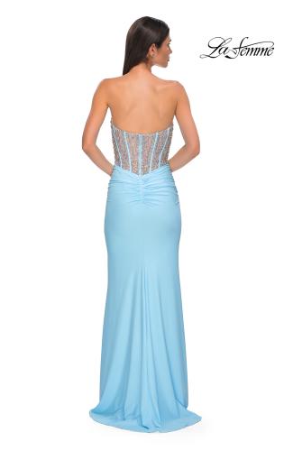 Picture of: Fabulous Prom Dress with Rhinestone Corset Bodice and Simple Skirt in Cloud Blue, Style 32669, Detail Picture 4