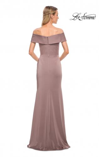 Picture of: Off the Shoulder Fitted Satin Long Gown in Brown, Style: 30397, Back Picture