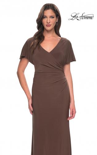 Picture of: Chic Jersey Dress with V Neck and Loose Sleeves in Cocoa, Style: 29997, Detail Picture 7