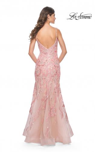 Picture of: Mermaid Sequin and Beaded Embellished Prom Dress in Pastels in Coral, Style: 32333, Back Picture