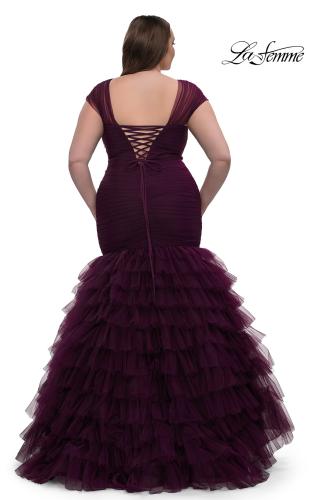 Picture of: Mermaid Curve Prom Dress with Ruffle Skirt in Dark Berry, Style: 32389, Detail Picture 2