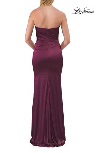 Picture of: Strapless Satin Gown with Ruched Bodice in Dark Berry, Style: 33670, Detail Picture 12