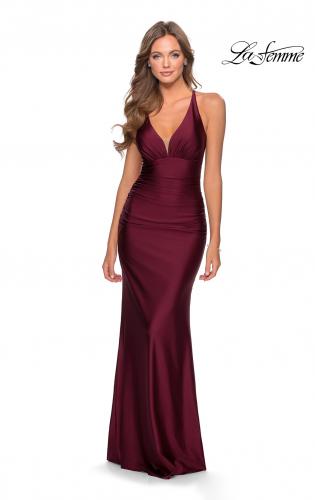 cinched waist prom dress