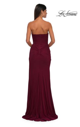 Picture of: Chic Strapless Net Jersey Evening Dress with Slit in Dark Berry, Style: 33116, Detail Picture 4