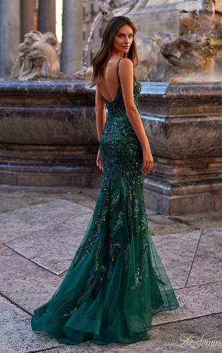 Picture of: Mermaid Sequin and Beaded Embellished Prom Dress in Dark Emerald, Style: 32049, Back Picture
