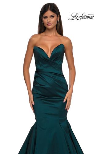 Picture of: Mermaid Stretch Mikado Evening Dress with Illusion Back in Dark Emerald, Style: 32791, Detail Picture 12