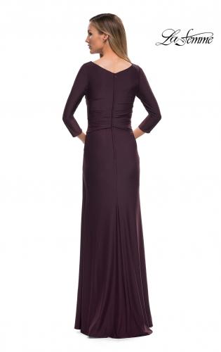 Picture of: Ultra Soft Jersey Long Dress with Three-Quarter Sleeves in Dark Garnet, Detail Picture 2