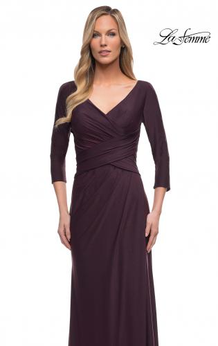 Picture of: Ultra Soft Jersey Long Dress with Three-Quarter Sleeves in Dark Garnet, Detail Picture 5