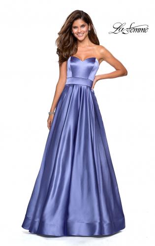 Picture of: Strapless Metallic Prom Gown with Empire Waist in Dark Periwinkle, Style: 27506, Main Picture