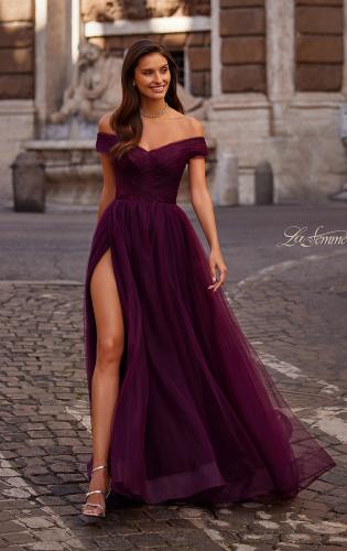 Strap A Line Maroon Long Beaded Prom Dresses with Split and Gold
