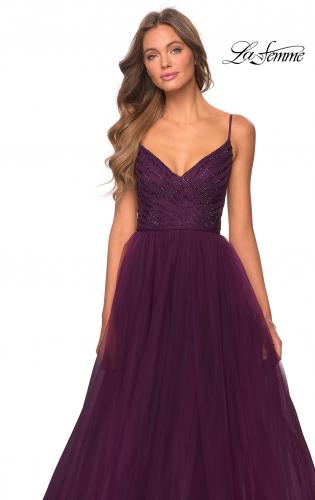 deep purple evening dress