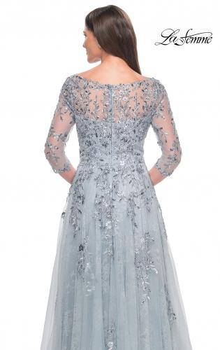 Picture of: A-Line Lace and Beaded Mother of the Bride Gown in Dusty Blue, Style: 31795, Detail Picture 2