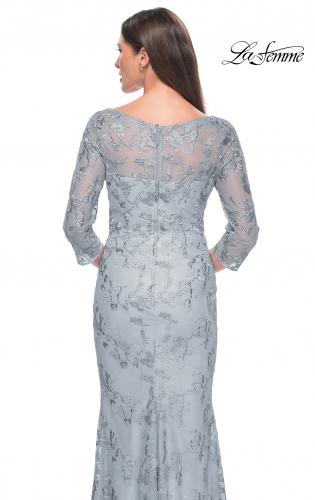 Picture of: Pastel Lace Mother of the Bride Gown with Three Quarter Sleeves in Dusty Blue, Style: 31684, Detail Picture 6