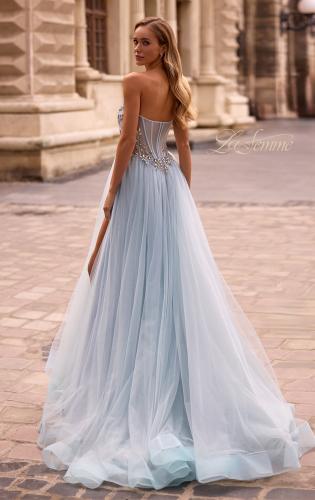Picture of: A-line Tulle Prom Dress with Stunning Floral Beaded Design in Dusty Blue, Style: 32862, Back Picture
