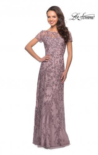Violet Floor Length Mother Of The Bride Dresses Flowers Lace Formal Slim Gowns 