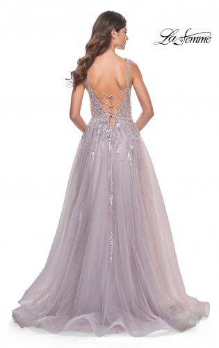 Picture of: A-Line Rhinestone and Beaded Embellished Prom Dress in Dusty Mauve, Style: 31995, Detail Picture 2