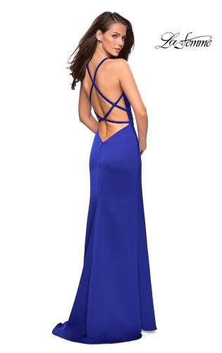 Picture of: High Neckline Prom Dress with Strappy Back in Electric Blue, Style: 26946, Main Picture
