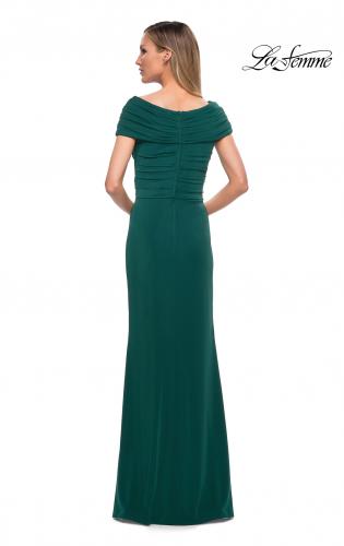 long sleeve green evening dress