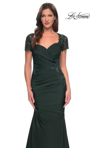 Picture of: Satin Evening Dress with Lace and Scoop Neckline, Style: 27989, Detail Picture 16