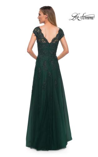 Picture of: Short Sleeve Lace Gown with Cascading Embellishments, Style: 26942, Detail Picture 4