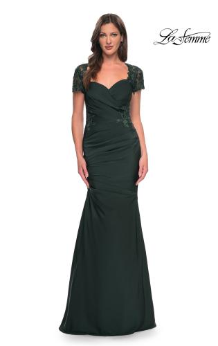 Picture of: Satin Evening Dress with Lace and Scoop Neckline, Style: 27989, Detail Picture 6