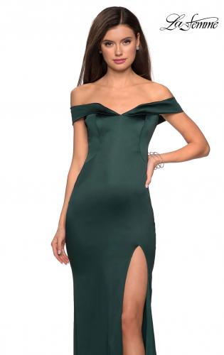 strappy back fitted satin evening dress la femme
