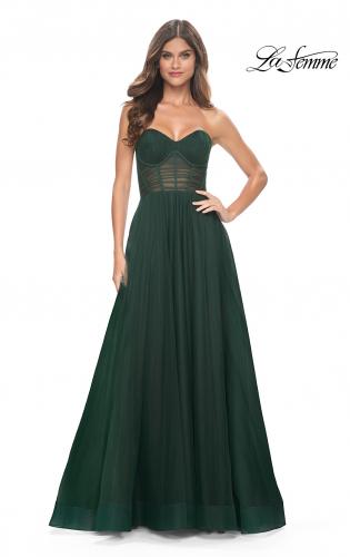 Picture of: Strapless Sweetheart A-Line Corset Prom Dress in Emerald, Style: 31971, Detail Picture 3