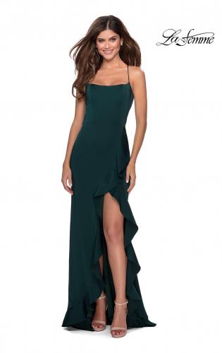 la femme cross back satin jersey gown