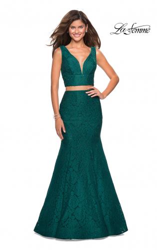 Picture of: Sweetheart Neckline Two Piece Long Lace Prom Dress in Forest Green, Style: 27262, Main Picture